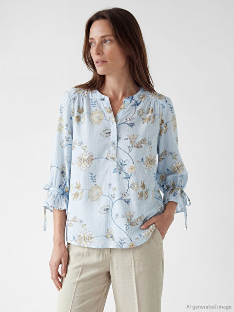 LCW Grace Блуза с деколте с прорез и флорален принт