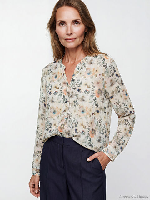 LCW Grace Kaçık Yaka Çiçekli Bluz	 - S6FT25Z8-F9C