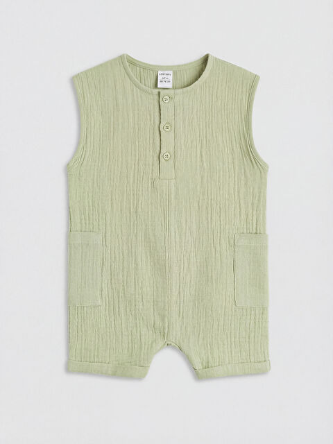 LCW baby Bisiklet Yaka Erkek Bebek Müslin Tulum