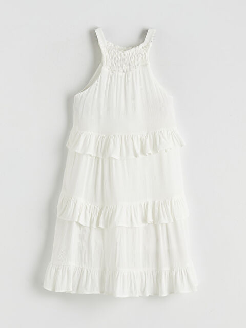 LCW ECO Kare Yaka Fırfırlı Kız Çocuk Elbise - S6FT52Z4-R9J