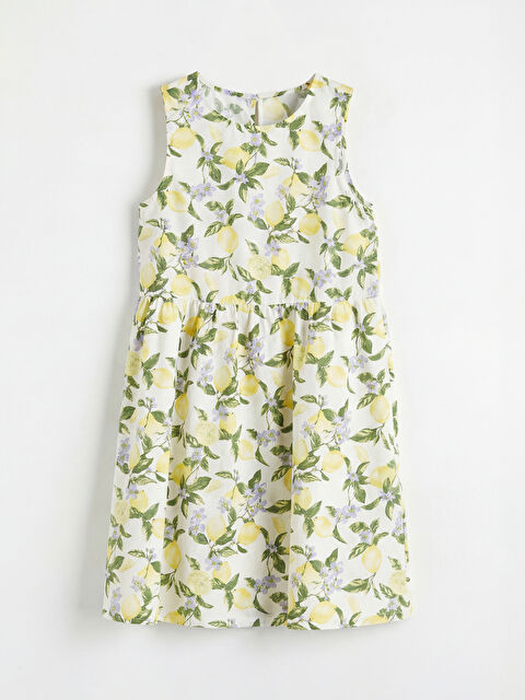 LCW Kids Bisiklet Yaka Baskılı Kız Çocuk Poplin Elbise - S6FT58Z4-LRA