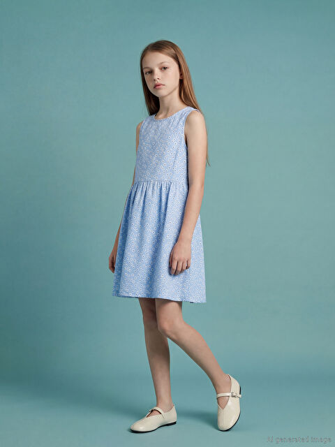 LCW Kids Bisiklet Yaka Çiçek Desenli Kız Çocuk Elbise - S6FT58Z4-LQQ