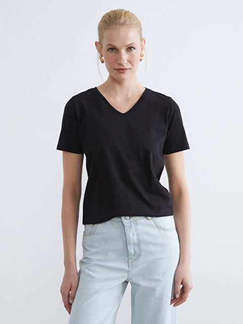 LCW ECO V Yaka Kadın Tişört - S6FT88Z8-CVL