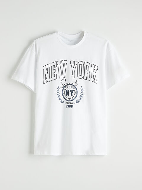 LCW ECO Bisiklet Yaka New York Baskılı Kadın Tişört - S6FU06Z8-J5E