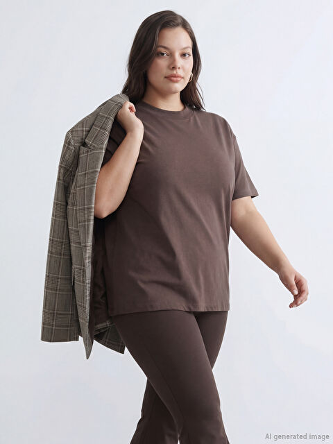 LCW Modest Bisiklet Yaka Kadın Tişört - S6FU32Z8-HMK