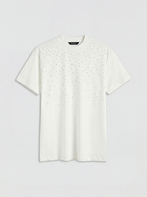 LCW Modest Bisiklet Yaka Puantiyeli Kadın Tişört - S6FU36Z8-R9J