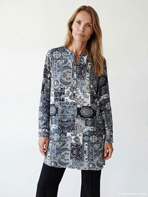 LCW Grace Hakim Yaka Desenli Kadın Tunik - S6FU39Z8-LS3