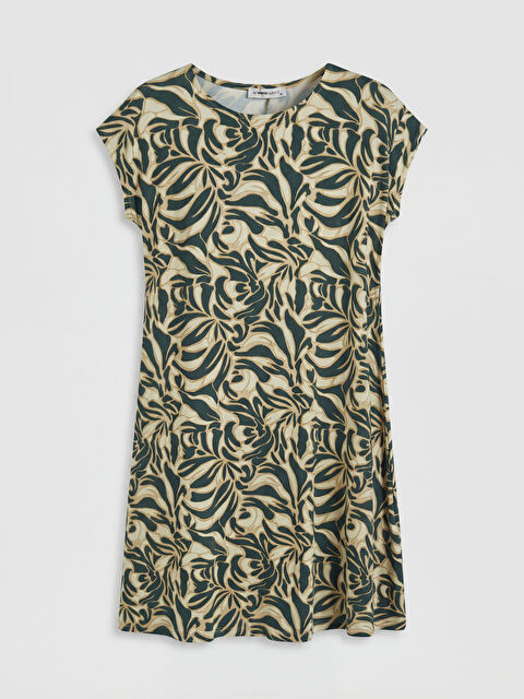 LCW Grace Bisiklet Yaka Desenli A Kesim Elbise