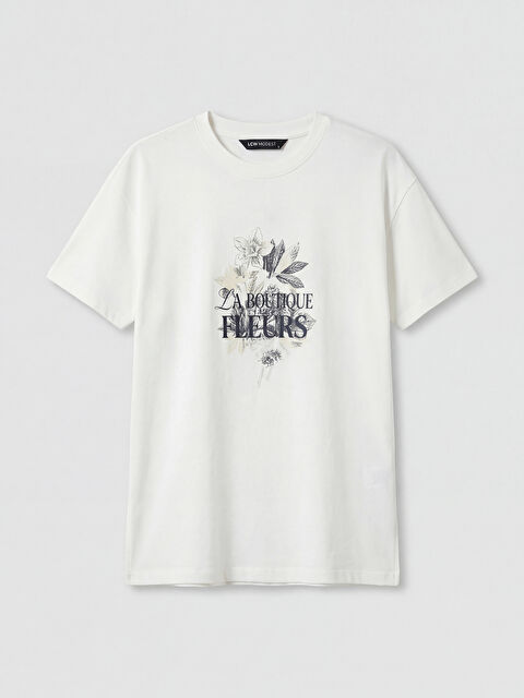 LCW Modest Bisiklet Yaka Baskılı Kadın Tişört - S6FU73Z8-Q6K