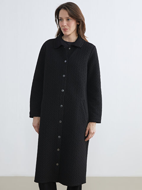 LCW Grace Hakim Yaka Kendinden Desenli Kadın Ferace - S6FV20Z8-CVL