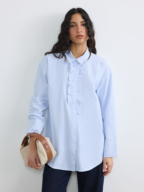 LCW Modest Полосатая оверсайз женская рубашка-туника