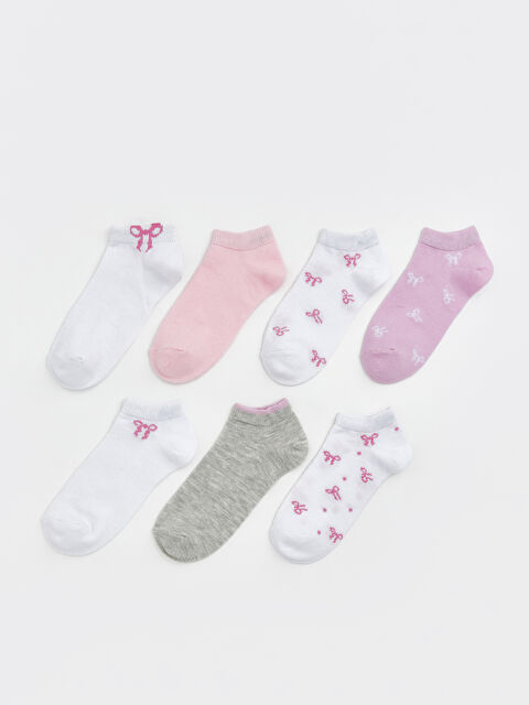 LCW Kids Fiyonk Desenli Kız Çocuk Patik Çorap 7'li