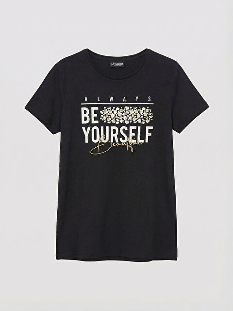 LCW ECO Bisiklet Yaka Baskılı Kadın Tişört - S6FY24Z8-CVL