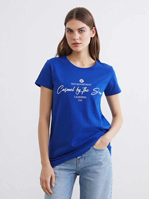 LCW ECO Bisiklet Yaka Baskılı Kadın Tişört - S6FY24Z8-HNC