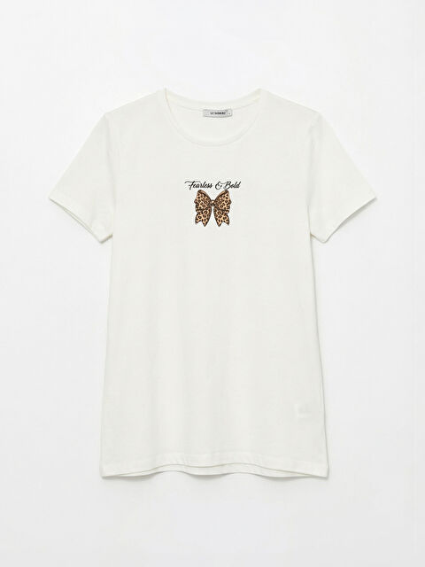 LCW ECO Bisiklet Yaka Baskılı Kadın Tişört - S6FY24Z8-J5E