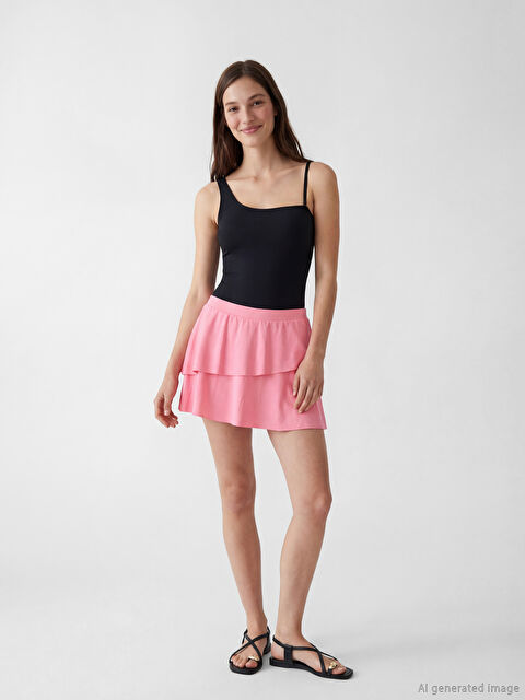 LCW DREAM Beli Lastikli Kadın Yüzme Şort Etek