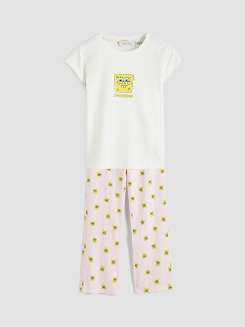 LCW Young Sünger Bob Baskılı Kadın Pijama Takımı - S6FY54Z8-LT4