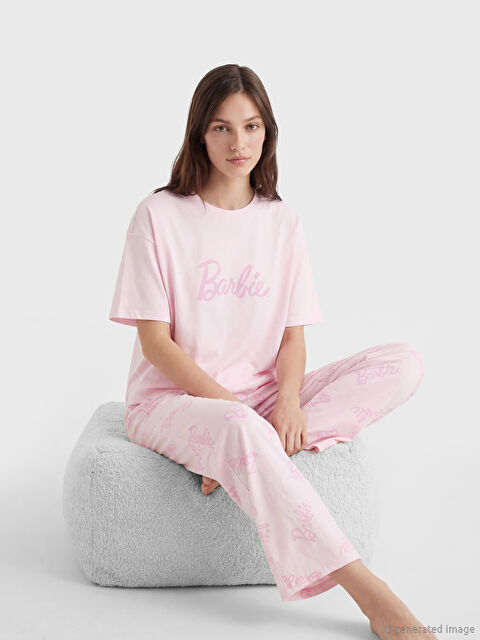 LCW Young Bisiklet Yaka Barbie Baskılı Kadın Pijama Takım - S6FY57Z8-LT4