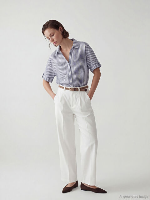 LCW Vision ქამრით თავისუფალი მოყვანილობის ქალის პლისირებული შარვალი - S6FY98Z8-R9J