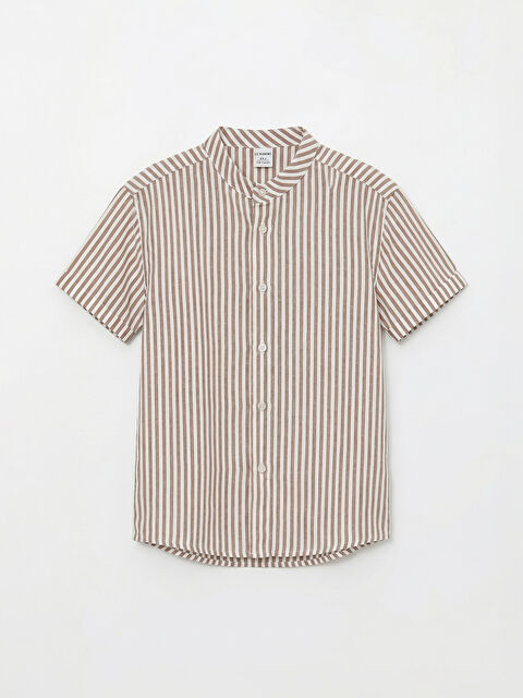 LCW ECO Hakim Yaka Kısa Kollu Çizgili Erkek Çocuk Gömlek - S6G017Z1-LEW