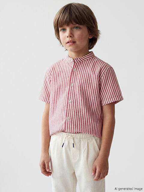 LC WAIKIKI Hakim Yaka Kısa Kollu Çizgili Erkek Çocuk Gömlek
