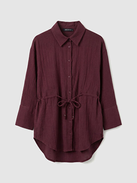 LCWAIKIKI Classic Bağlamalı Dokulu Kadın Müslin Gömlek - S6G058Z8-CVV