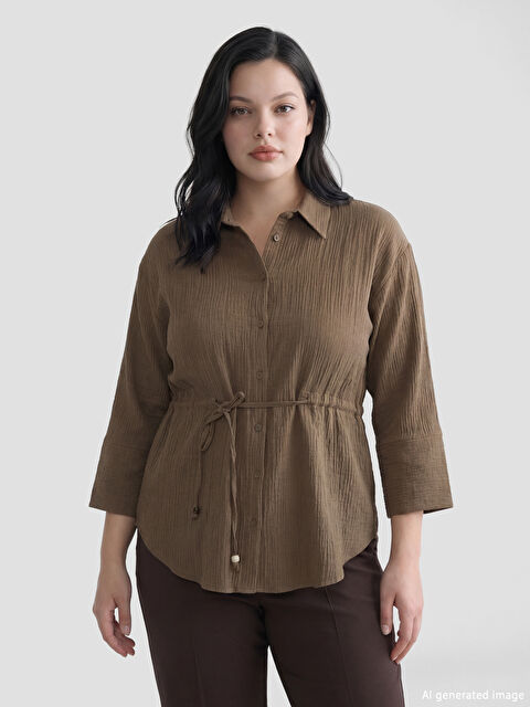 LCWAIKIKI Classic Textured Tie-Front Muslin Shirt - S6G058Z8-HCT