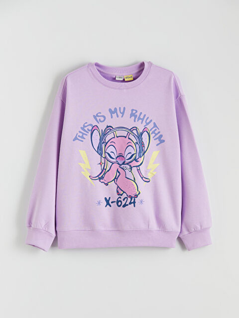 LCW Kids Stitch Print Girls' Cozy Sweatshirt - S6G115Z4-G3W