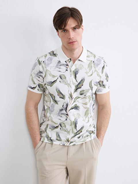 LCW Vision Polo Collar Patterned Pique Men's T-Shirt