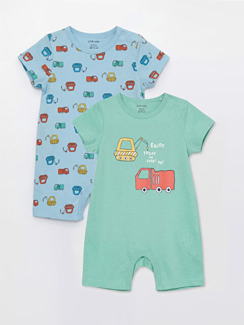 LCW baby Bisiklet Yaka Baskılı Erkek Bebek Tulum 2'li