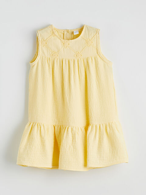 LCW Kids Crew Neck Embroidered Girls' Dress