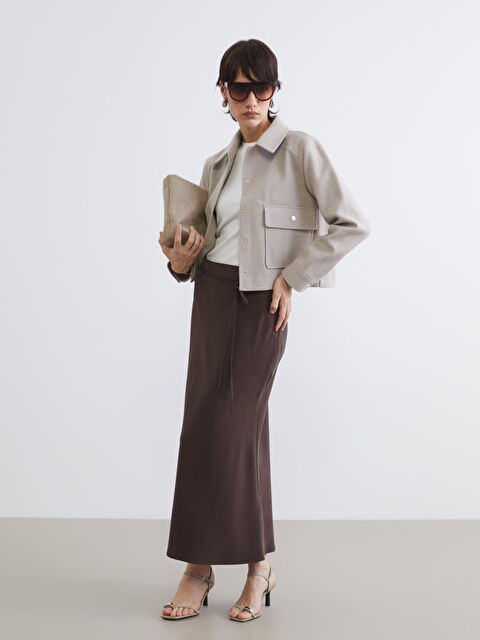 LCW Vision Women's Zippered Sash A-Line Skirt - S6G155Z8-D2N