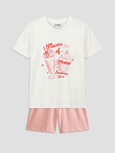 LCW Kids Girl ECRU Pyjama Set - S6G186Z4-FDU