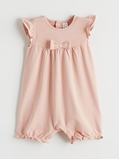 LCW baby Bow Detailed Crew Neck Baby Girls' Jumpsuit - S6G319Z1-G7Z