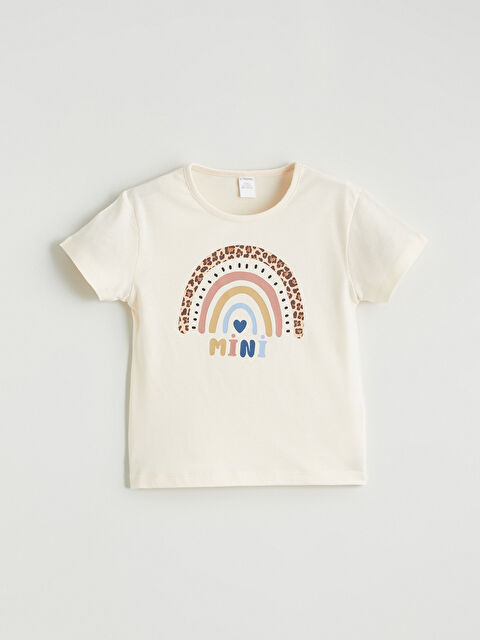 LCW ECO Bisiklet Yaka Baskılı Kız Çocuk Tişört - S6G383Z1-FSQ