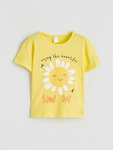 LCW ECO Bisiklet Yaka Baskılı Kız Çocuk Tişört	 - S6G384Z1-FX3