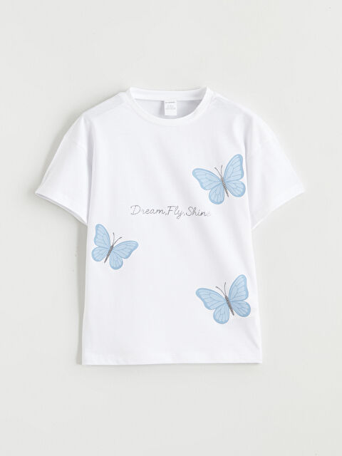 LCW ECO Kelebek Baskılı Kız Çocuk Tişört - S6G386Z1-QVD