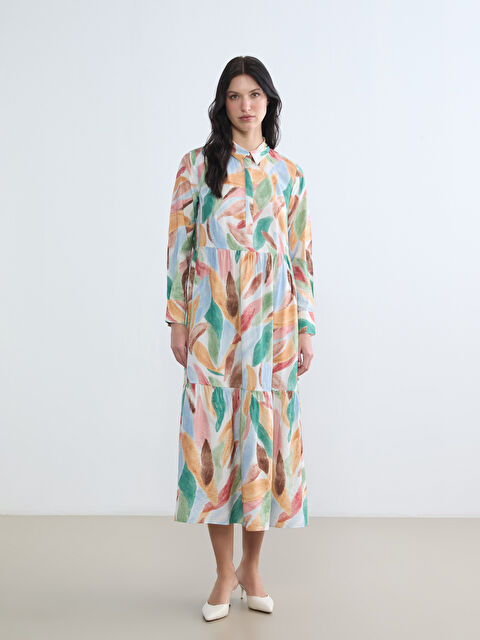 LCW EVERYDAY Patterned Ruched Layered Dress - S6G482Z8-F9C