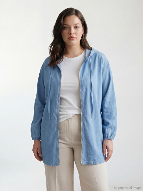 LCW Modest Kapüşonlu Kadın Jean Tunik	 - S6G534Z8-311