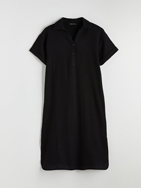 LCWAIKIKI Classic Gömlek Yaka Dokulu Oversize Müslin Elbise - S6G563Z8-CVL