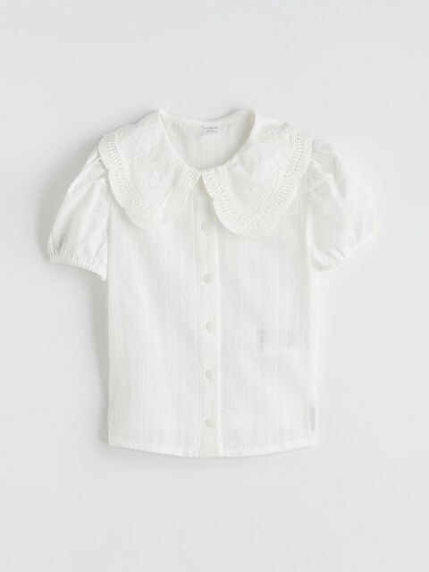 LCW Kids Mädchenhemd mit Peter-Pan-Kragen und Stickerei