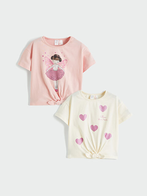 LCW ECO Baskılı Kız Çocuk Tişört 2'li - S6G613Z1-FDL