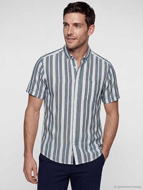 LCWAIKIKI Classic Regular Fit Çizgili Erkek Gömlek