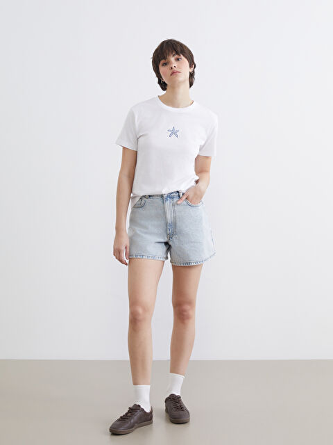 XSIDE Frau BLAU Denim-Shorts