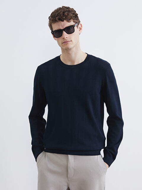 SOUTHBLUE Bisiklet Yaka Dikey Çizgili Erkek Triko Kazak - S6G711Z8-RFH