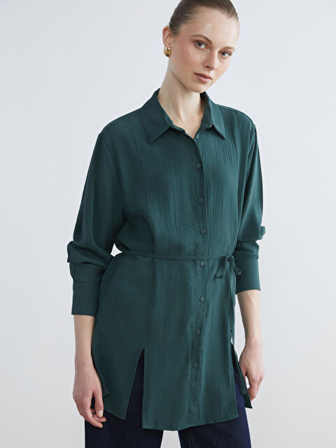 LCWAIKIKI Classic Dokulu Krinkle Kadın Gömlek Tunik - S6G749Z8-8WA