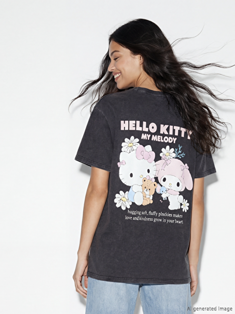 XSIDE Μπλουζάκι Jersey Hello Kitty με στάμπα για γυναίκες - S6G752Z8-VDL