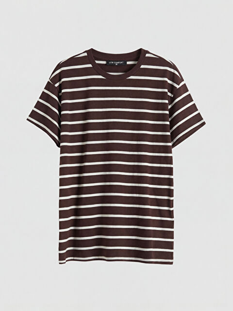 LCW Comfort Bisiklet Yaka Çizgili Kadın Tişört	 - S6G824Z8-LFC