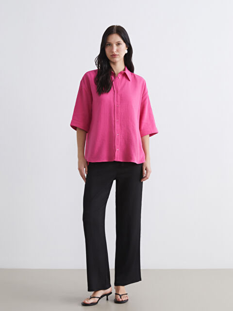 LCW Comfort Beli Lastikli Dokulu Kadın Pantolon - S6G826Z8-CVL