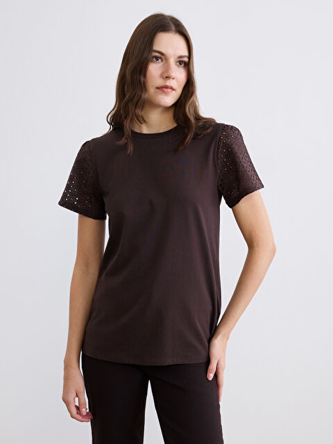 LCW Comfort Bisiklet Yaka Ajurlu Bluz - S6G827Z8-HMK